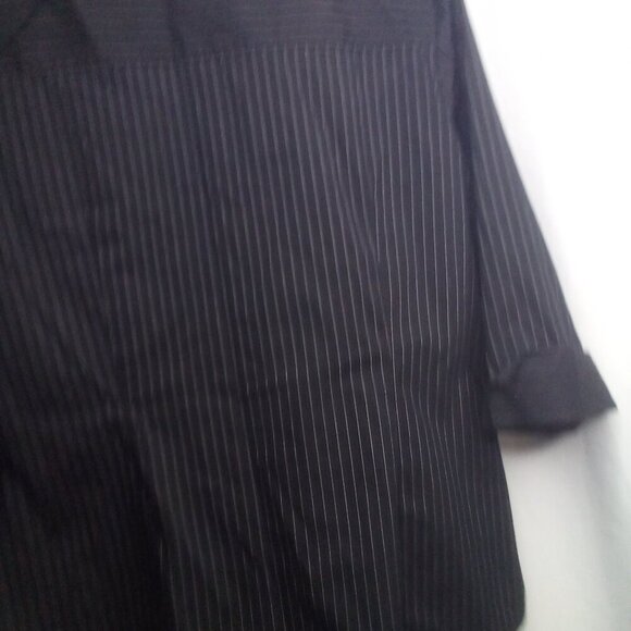 Worthington Blouse Shirt Women L Button Up 3/4 Sleeve Stripe Black White - Picture 15 of 16